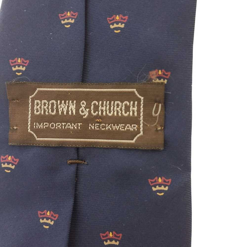 Perry Ellis Vintage Brown & Church Neck Tie Silk … - image 3