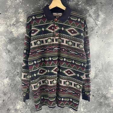 Vintage Vintage 90’s Cotton Mill Aztec rugby - image 1