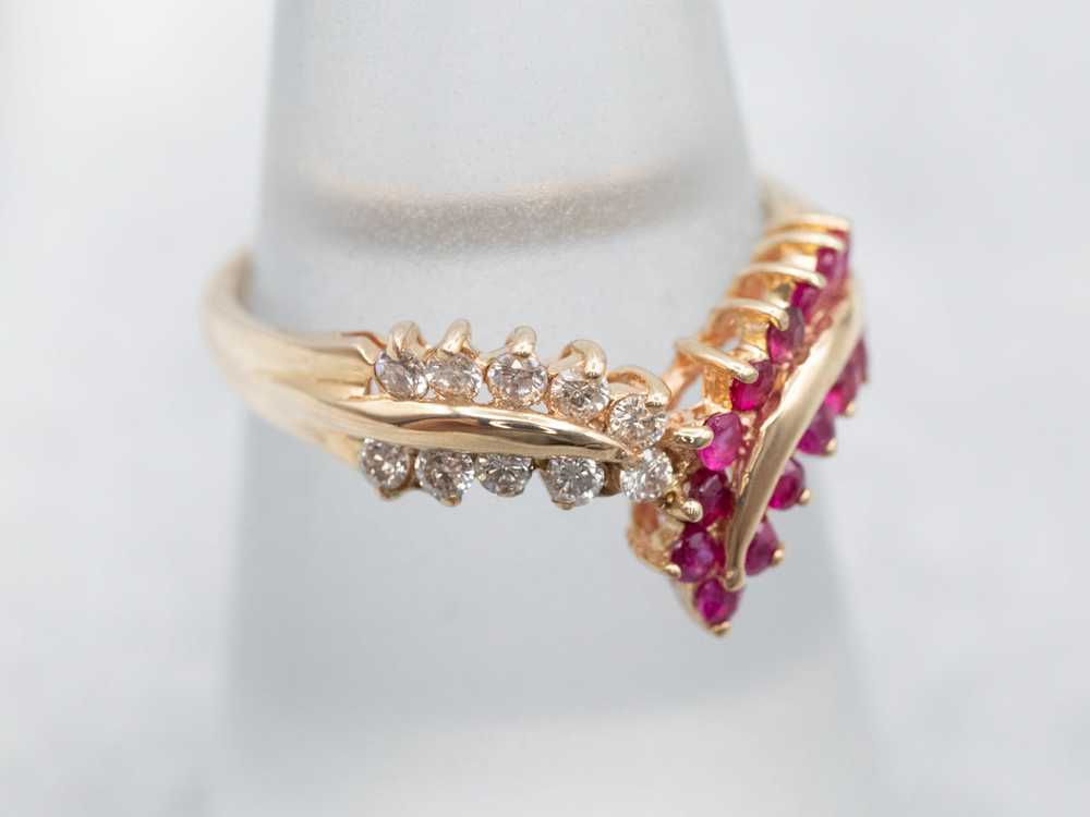 Vibrant Ruby and Diamond Pointed Band - image 3