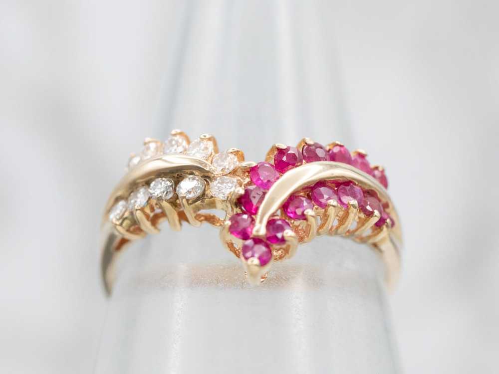 Vibrant Ruby and Diamond Pointed Band - image 4