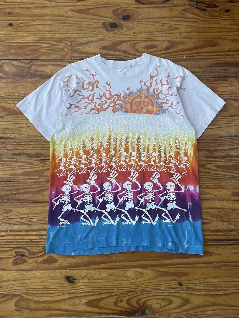 Grateful Dead “ 1996 Skeleton Baseball GD Player “ Original Vintage Rock  Tie Dye T-Shirt by Anvil Made in USA