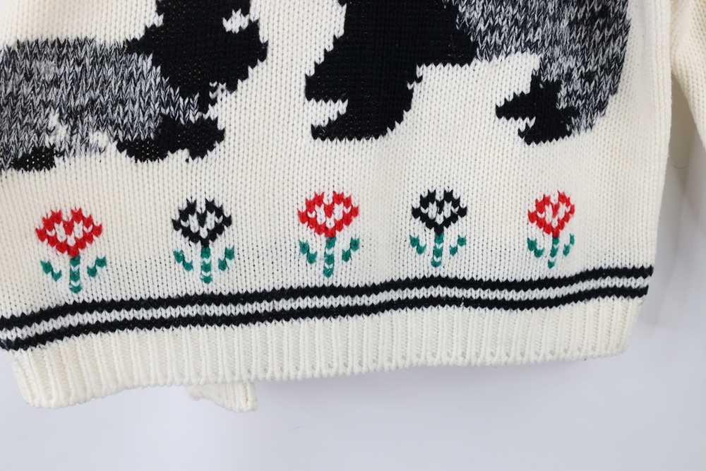 Vintage Vintage 90s Heart Flower Dog Knit Crewnec… - image 7