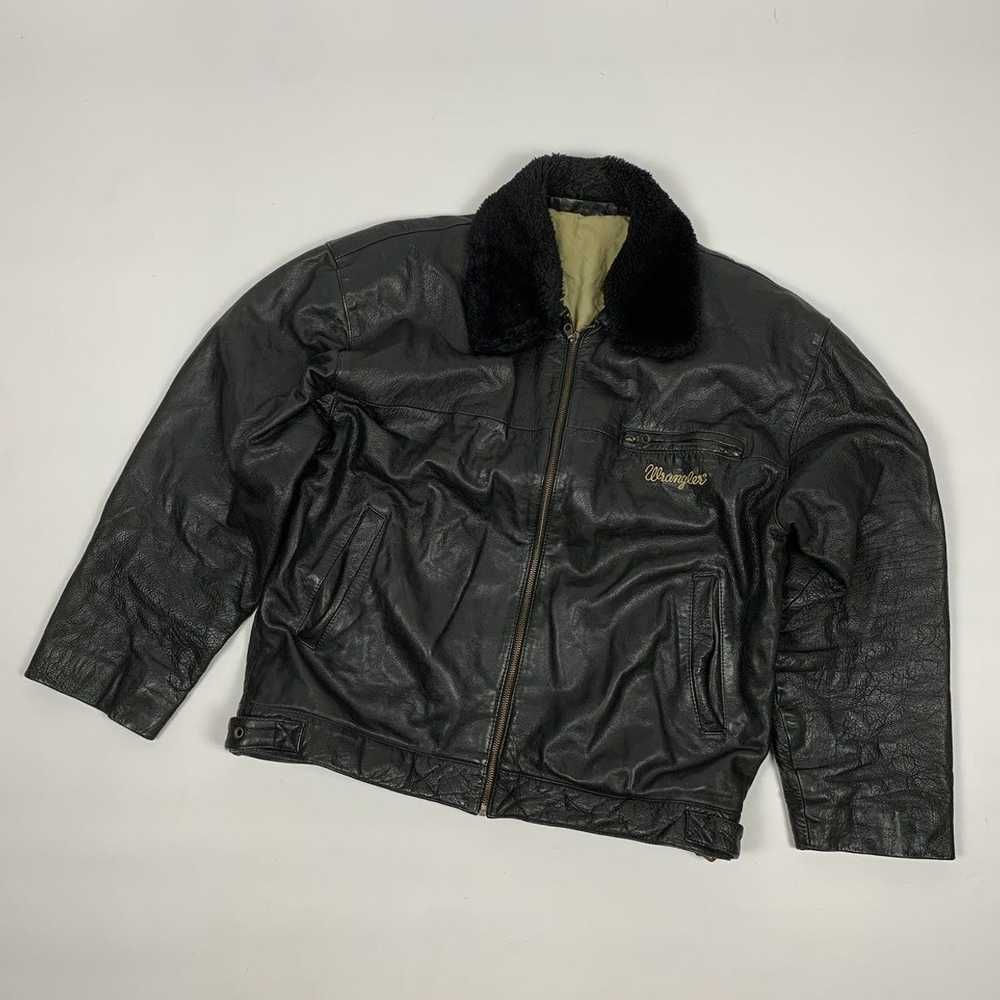 Leather Jacket × Vintage × Wrangler Wrangler vint… - image 1
