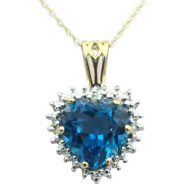 10K Topaz and Diamond Pendant with Chain - image 1