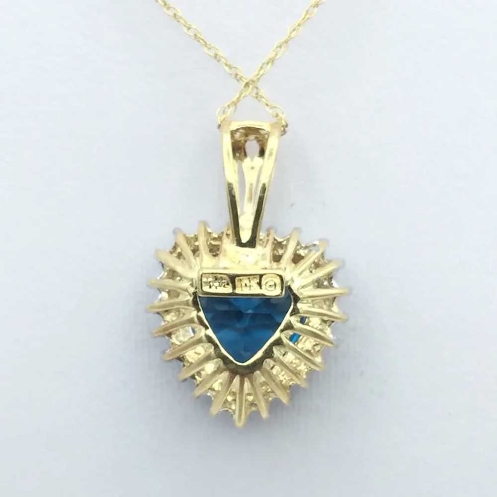 10K Topaz and Diamond Pendant with Chain - image 2