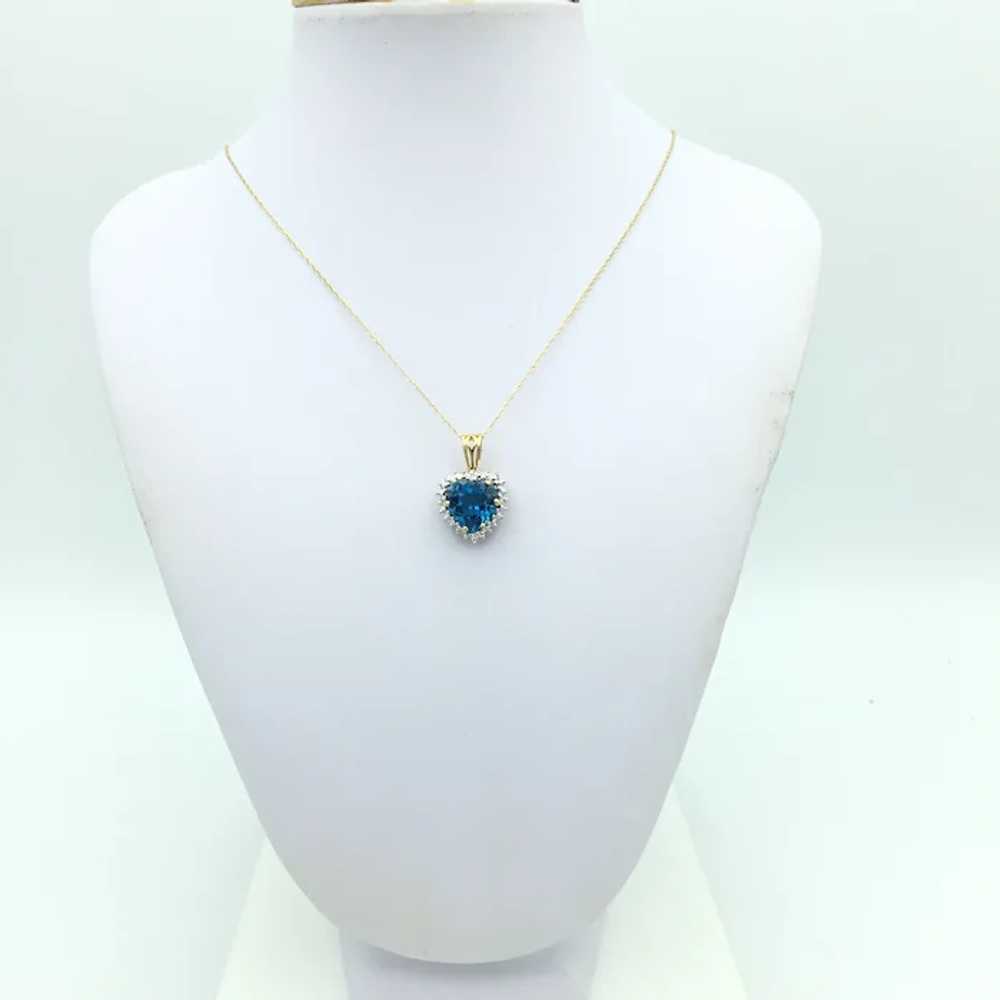 10K Topaz and Diamond Pendant with Chain - image 3
