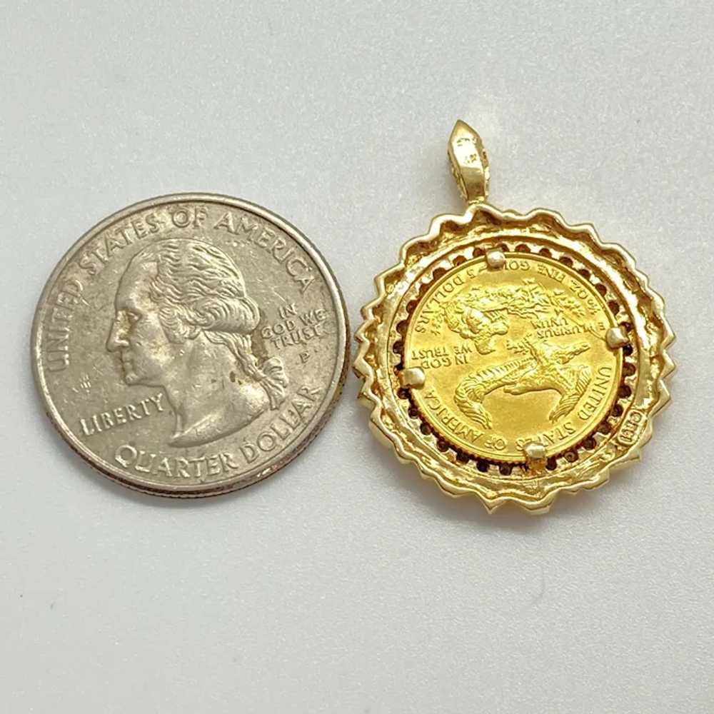 American Eagle Gold Coin Pendant Diamond Bezel 14… - image 2