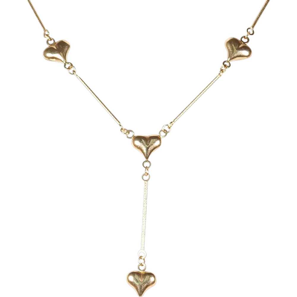 Heart Drop Necklace in 14K Yellow Gold - image 1