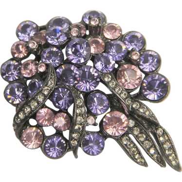 Joan Rivers New Old Stock Purple Crystal Flower Bo