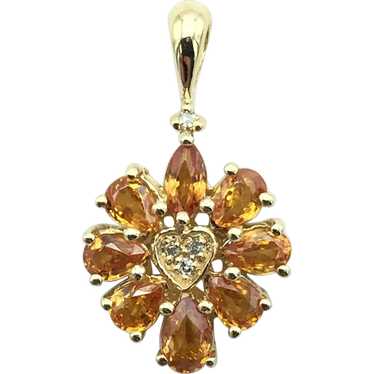 14K Citrine and Diamond Pendant