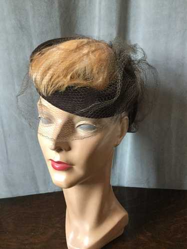1940s Betty Co-Ed Tilt Hat with Veil