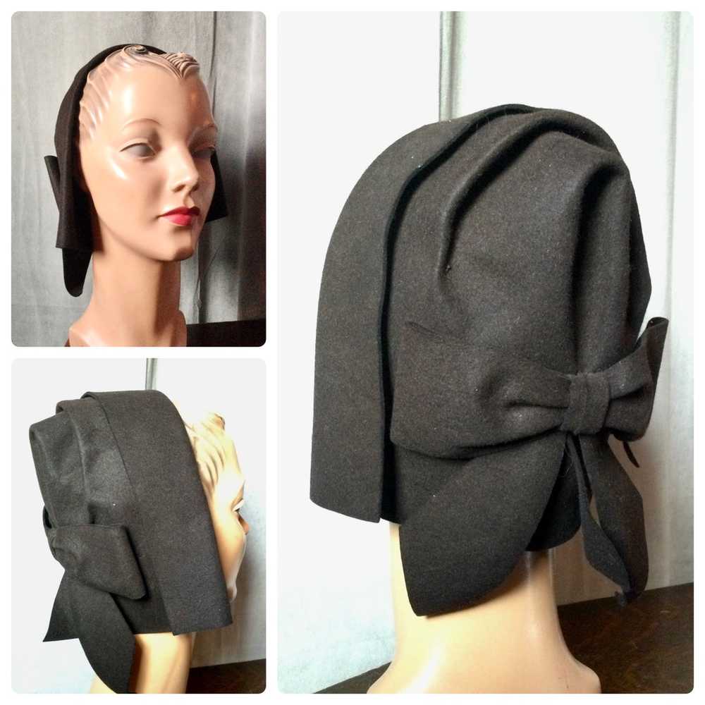 1940s Chocolate Brown Bonnet Hat - image 1