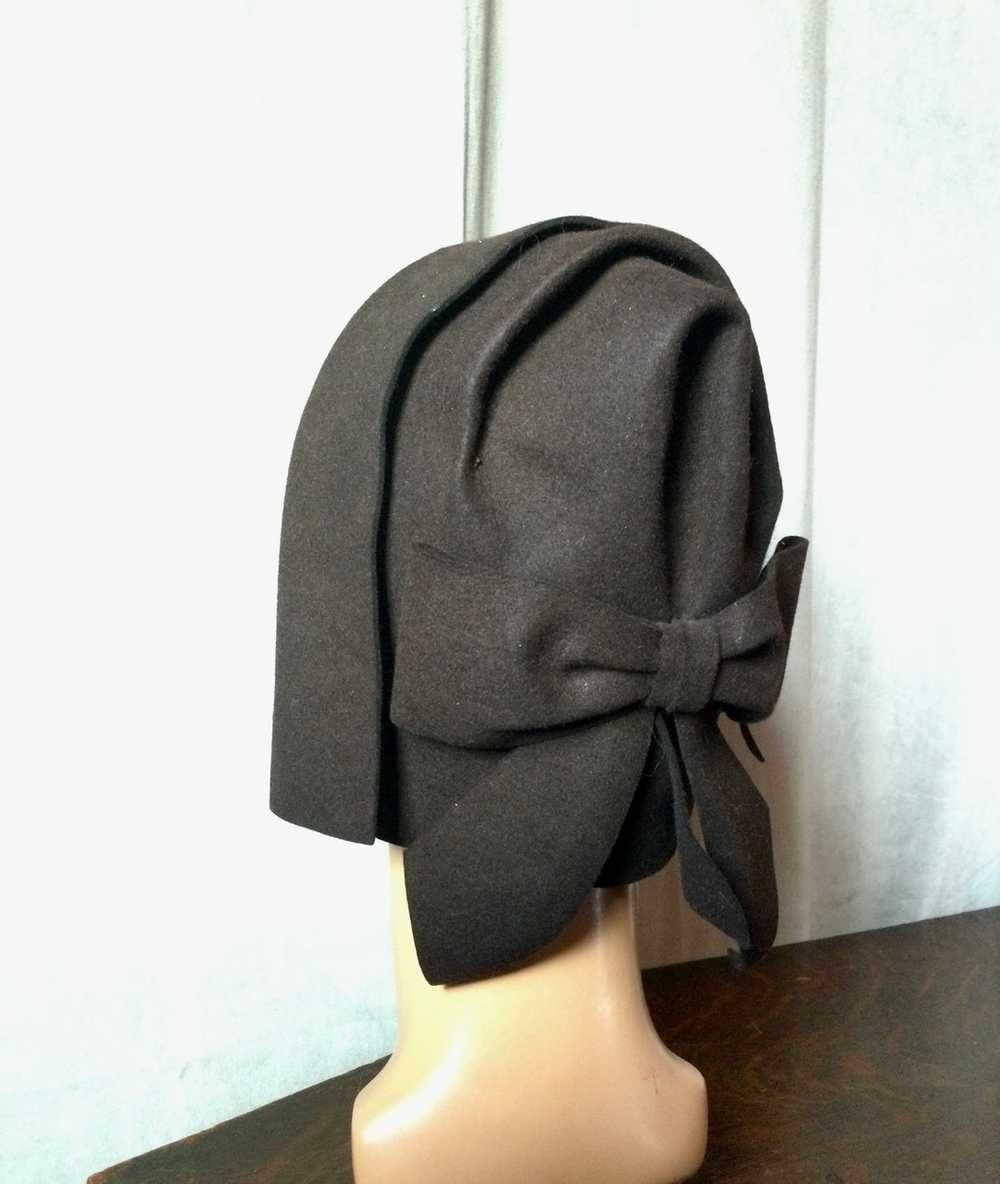 1940s Chocolate Brown Bonnet Hat - image 8