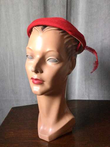 1950s Red Wool Felt Hat