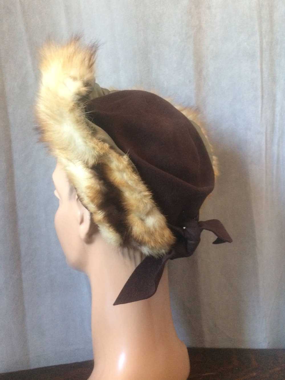 1940s Fur and Brown Felt Hat - image 4