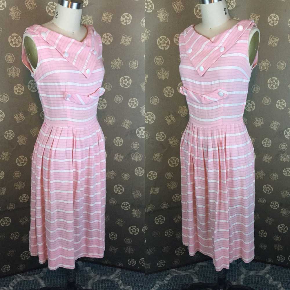 1950s Kerrybrooke Pink and White Striped Dress - image 2