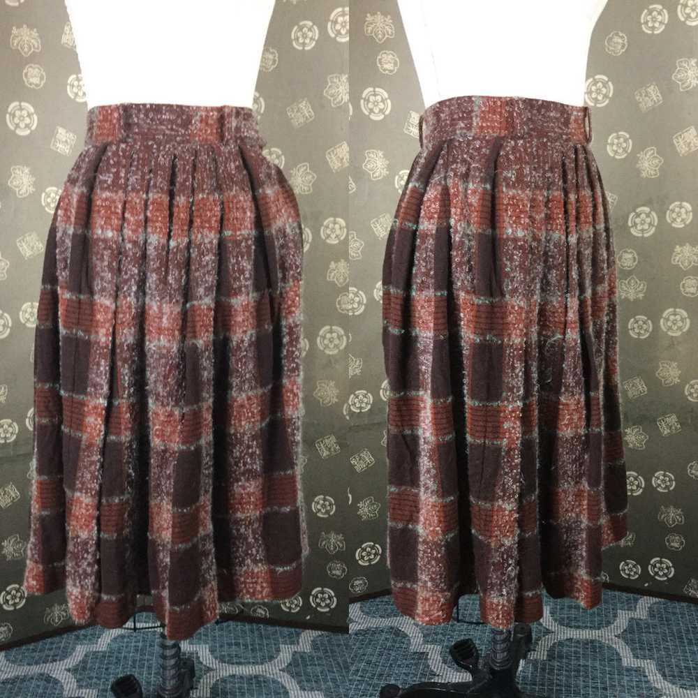 1950s Boucle Plaid Skirt - image 1
