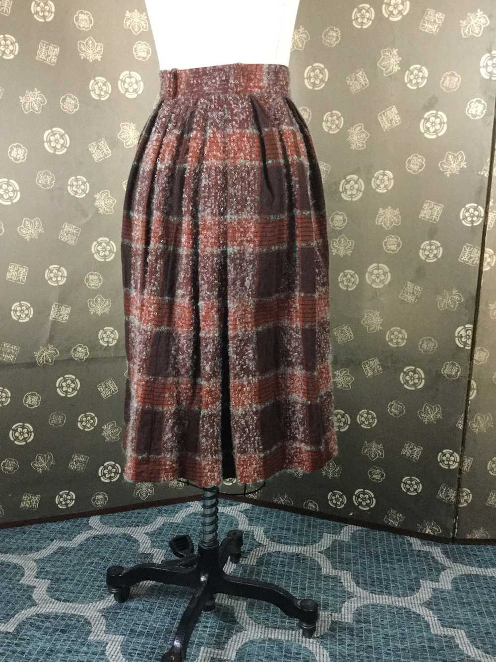 1950s Boucle Plaid Skirt - image 6