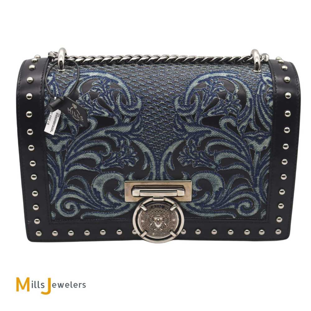 Balmain Baroque Bbox Denim Blue Crossbody Handbag - image 9