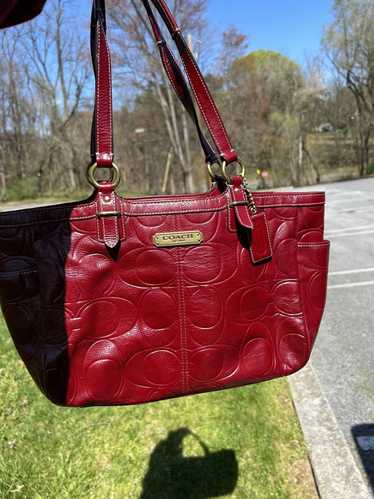 COACH 18770 Chelsea Patent Leather Shoulder Tote Bag Red