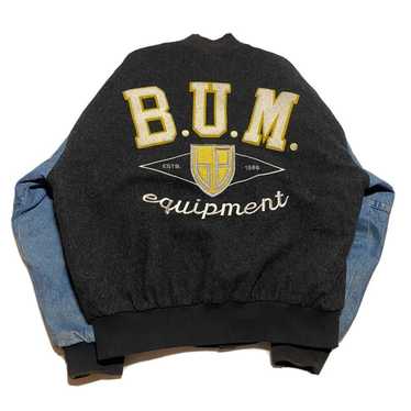 90´s】激レア B.U.M equipment スタジャン デカロゴ-