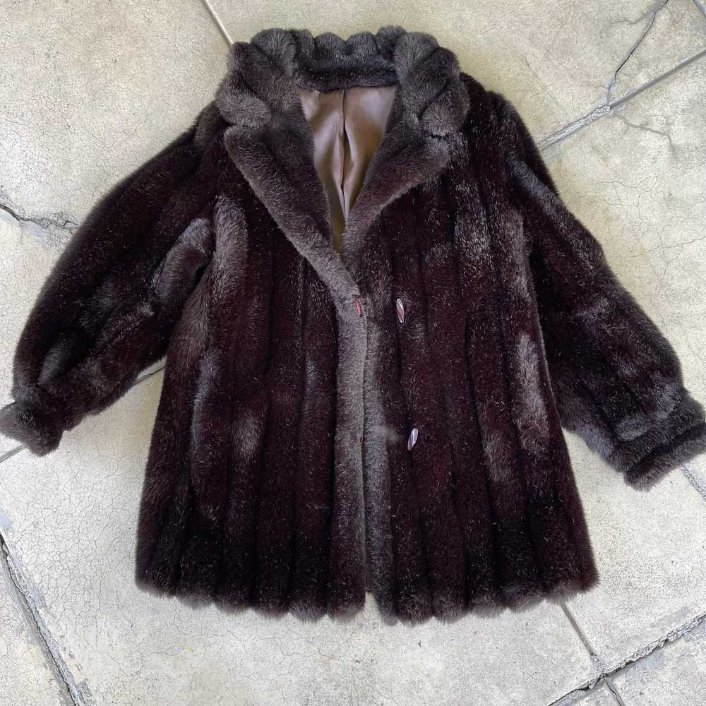 vintage 70s 80s dark brown chocolate faux fur veg… - image 5