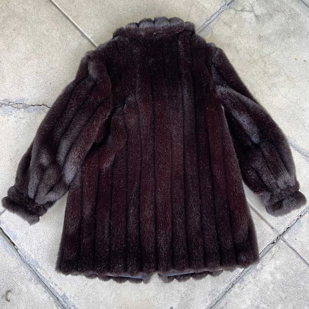 vintage 70s 80s dark brown chocolate faux fur veg… - image 6