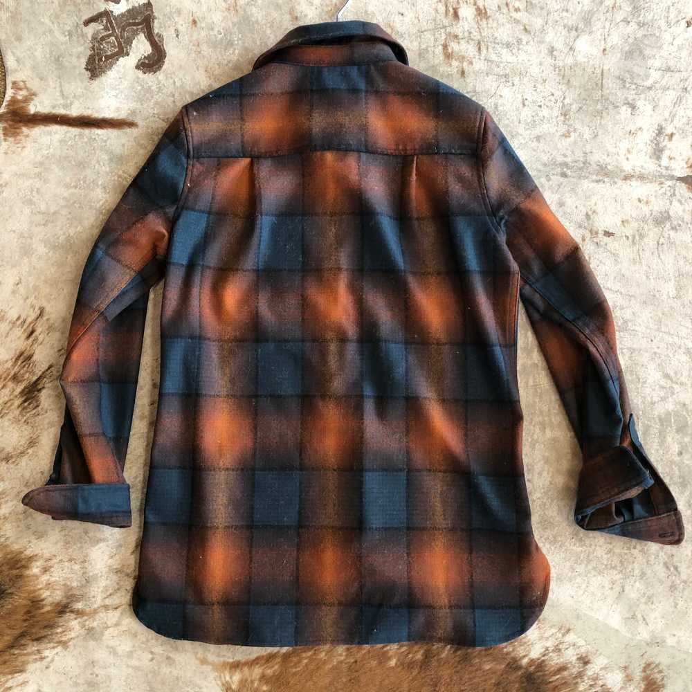 vintage y2k wool plaid pendleton flannel rust nav… - image 4