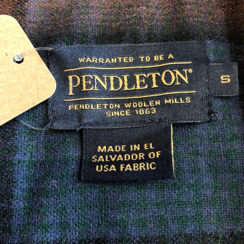 vintage y2k wool plaid pendleton flannel rust nav… - image 5