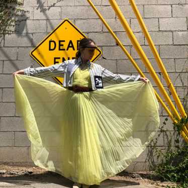vintage 60s tulle prom yellow maxi gown special o… - image 1