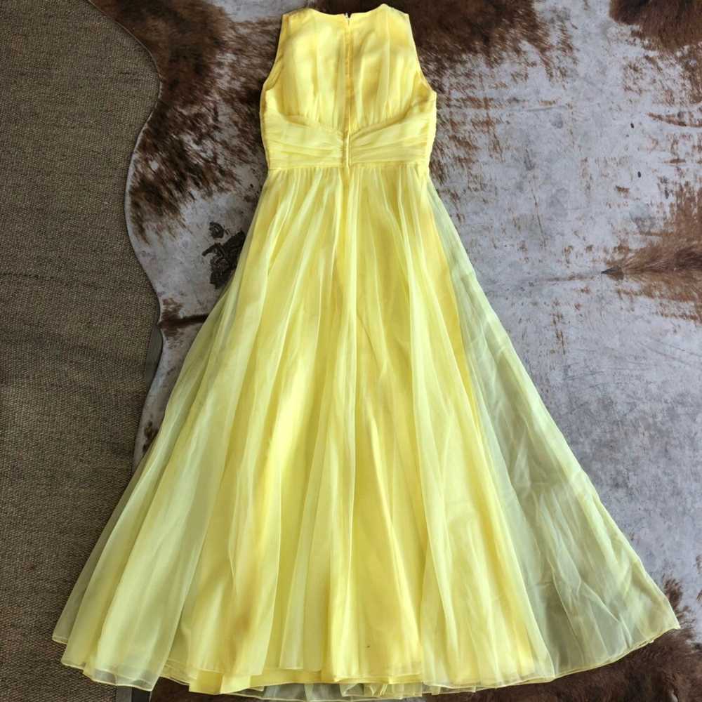 vintage 60s tulle prom yellow maxi gown special o… - image 3
