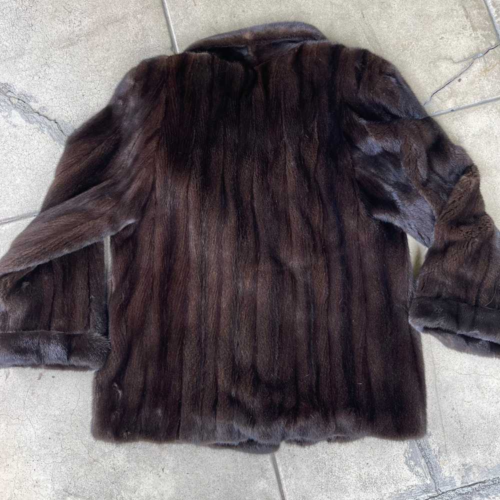 vintage 60s mink fur winter coat designer chocola… - image 4