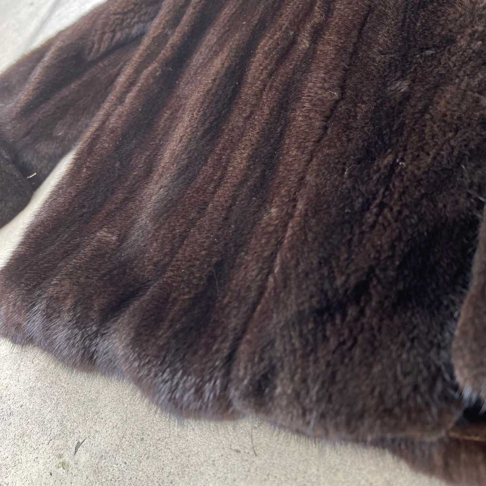 vintage 60s mink fur winter coat designer chocola… - image 6