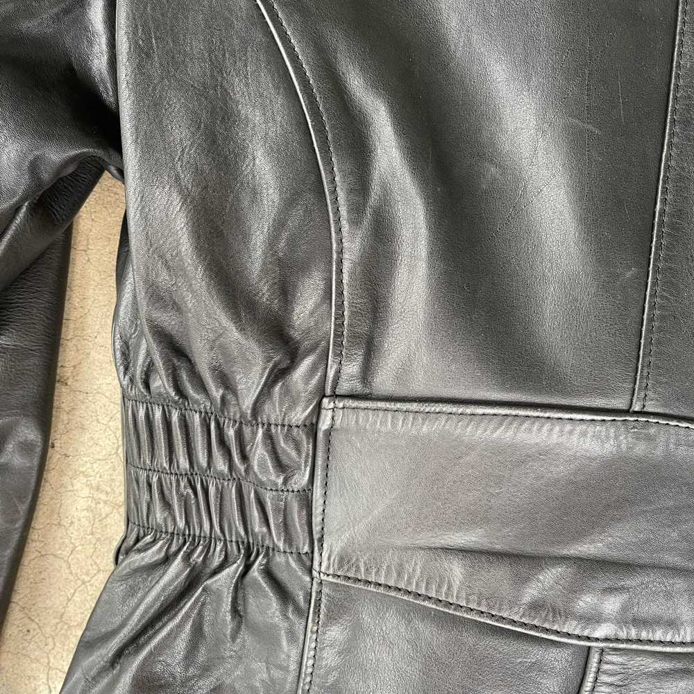 vintage 90s y2k black heavy leather motorcycle ja… - image 6