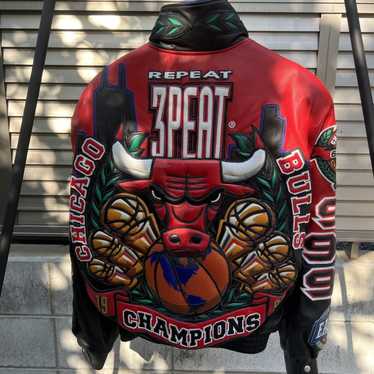 Vintage 90s Chicago Bulls Jeff Hamilton Lamb skin Leather Coat Jacket S  Jordan