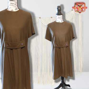 Vintage Vintage 1960s Mod Little Brown Dress, Med… - image 1