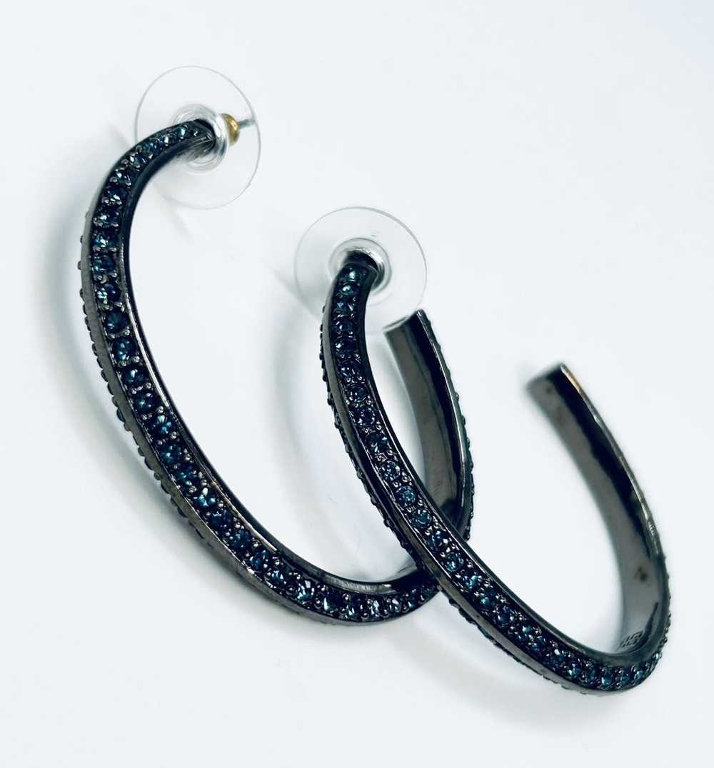 Givenchy Givenchy blue crystal hoop earrings. - image 2