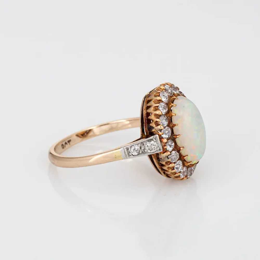 Antique Victorian Opal Diamond Ring 9 Karat Yello… - image 3
