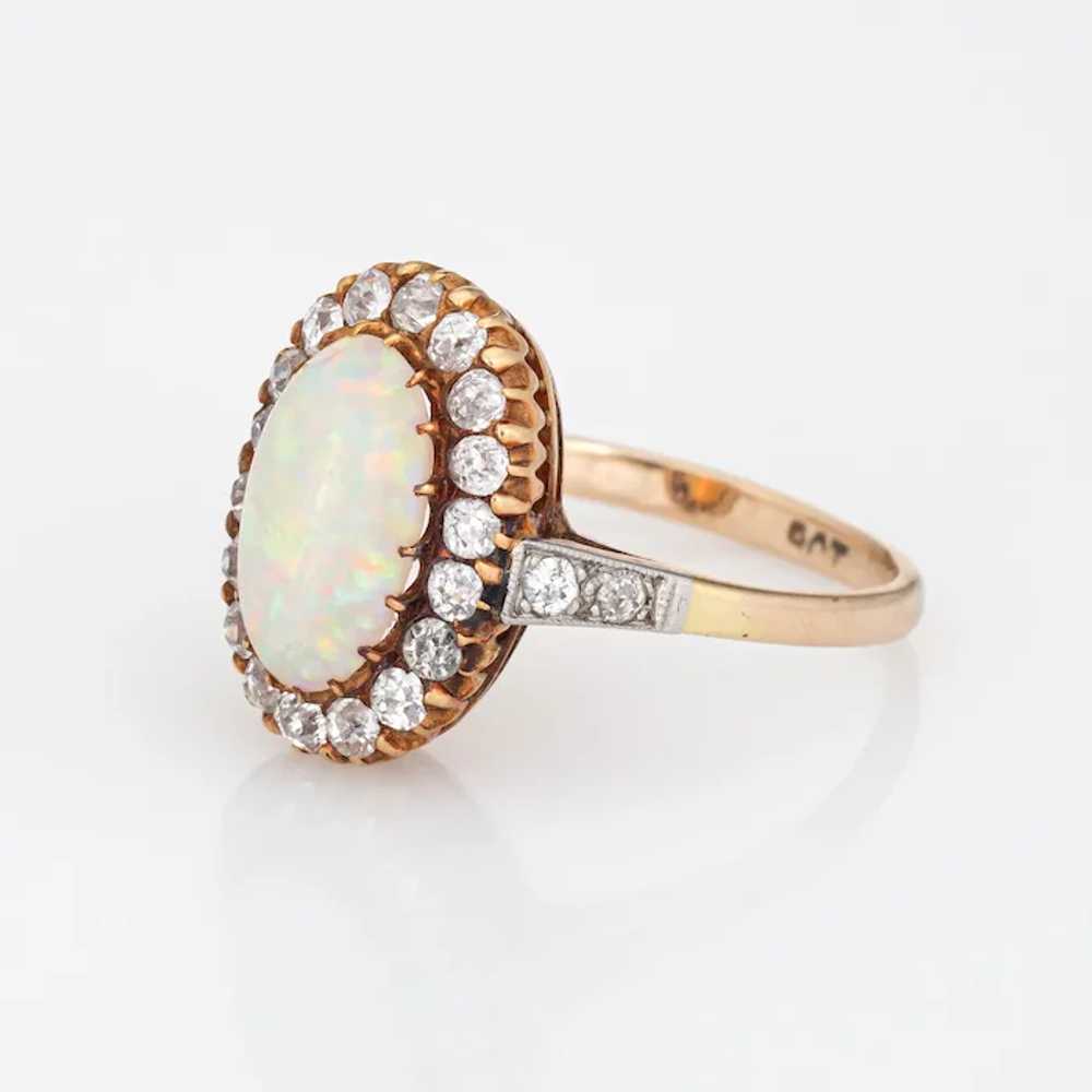 Antique Victorian Opal Diamond Ring 9 Karat Yello… - image 4