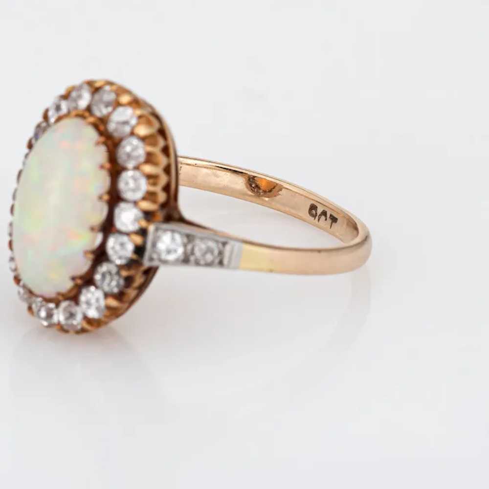 Antique Victorian Opal Diamond Ring 9 Karat Yello… - image 7