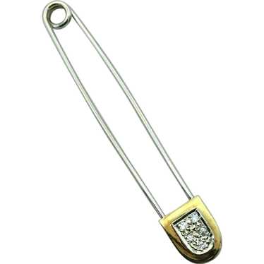 18K .10 CTW Diamond Safety Pin - image 1