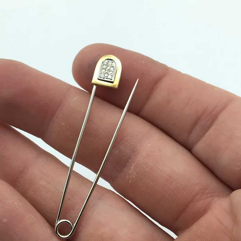 18K .10 CTW Diamond Safety Pin - image 3