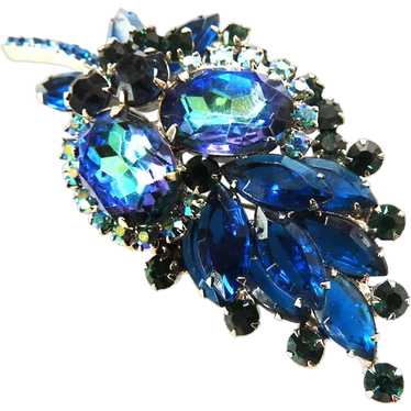 Juliana Blue Art Glass Vintage Brooch