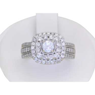 14k White Gold Natural Diamond Double Halo Ring - image 1