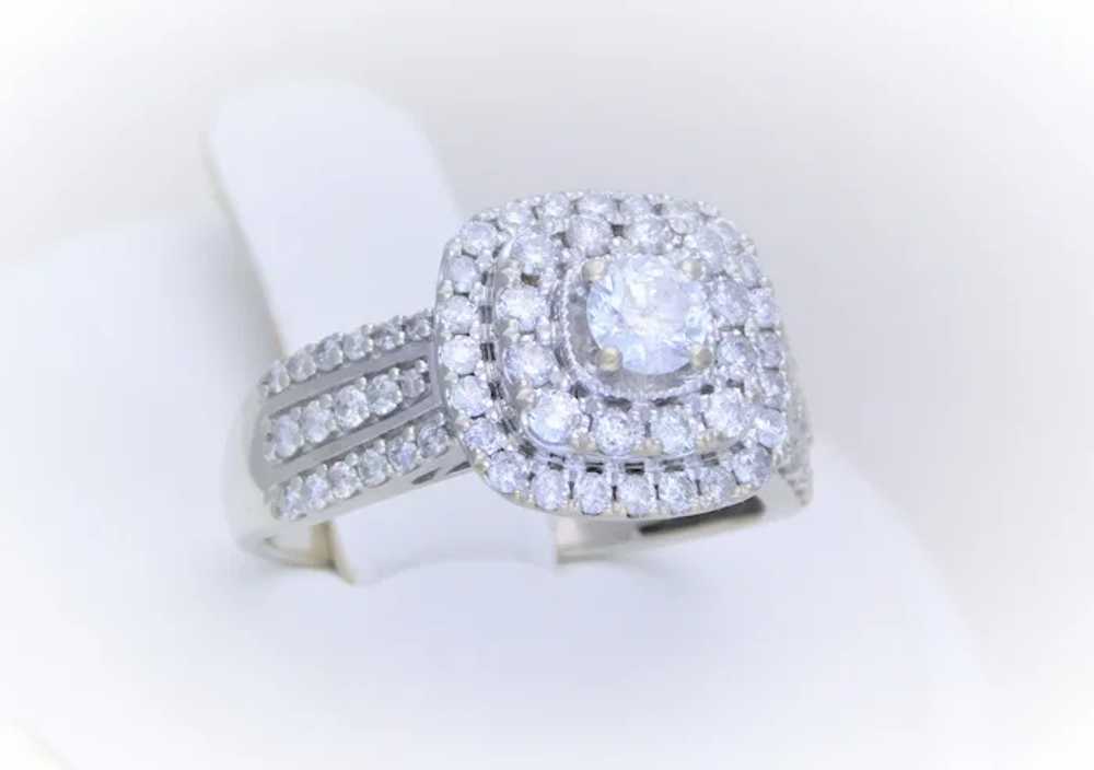 14k White Gold Natural Diamond Double Halo Ring - image 3