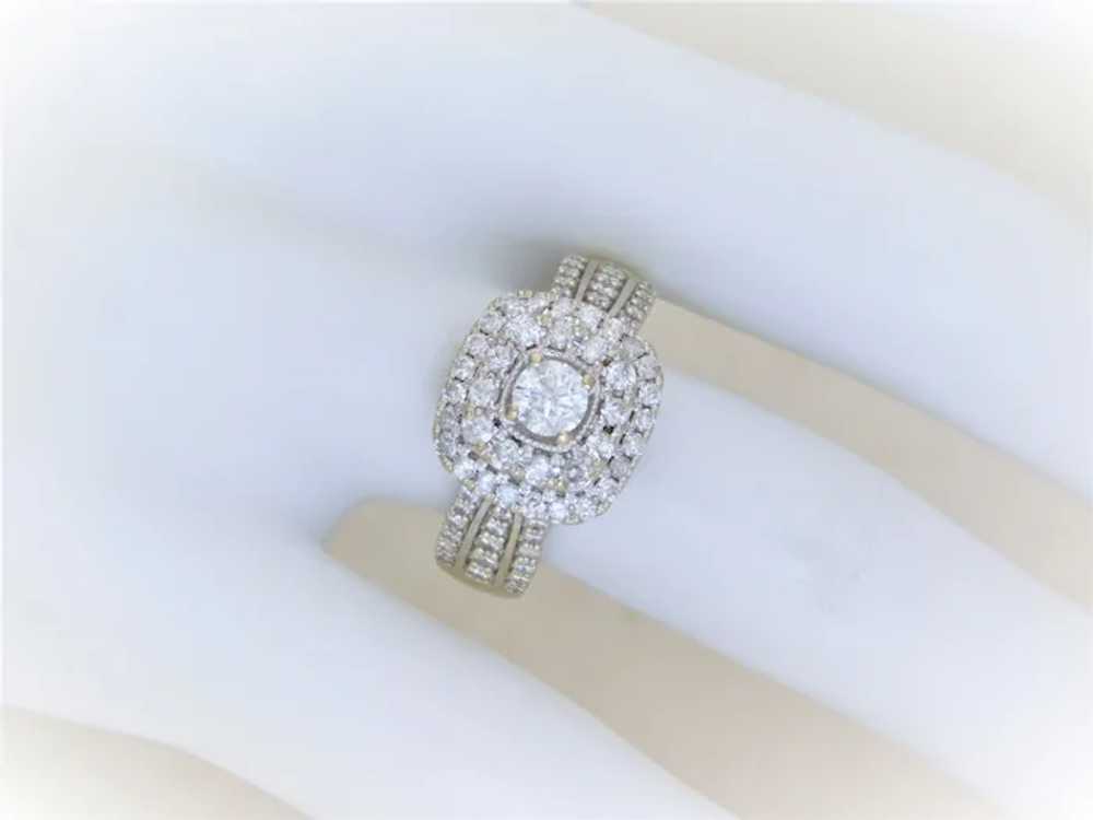14k White Gold Natural Diamond Double Halo Ring - image 4
