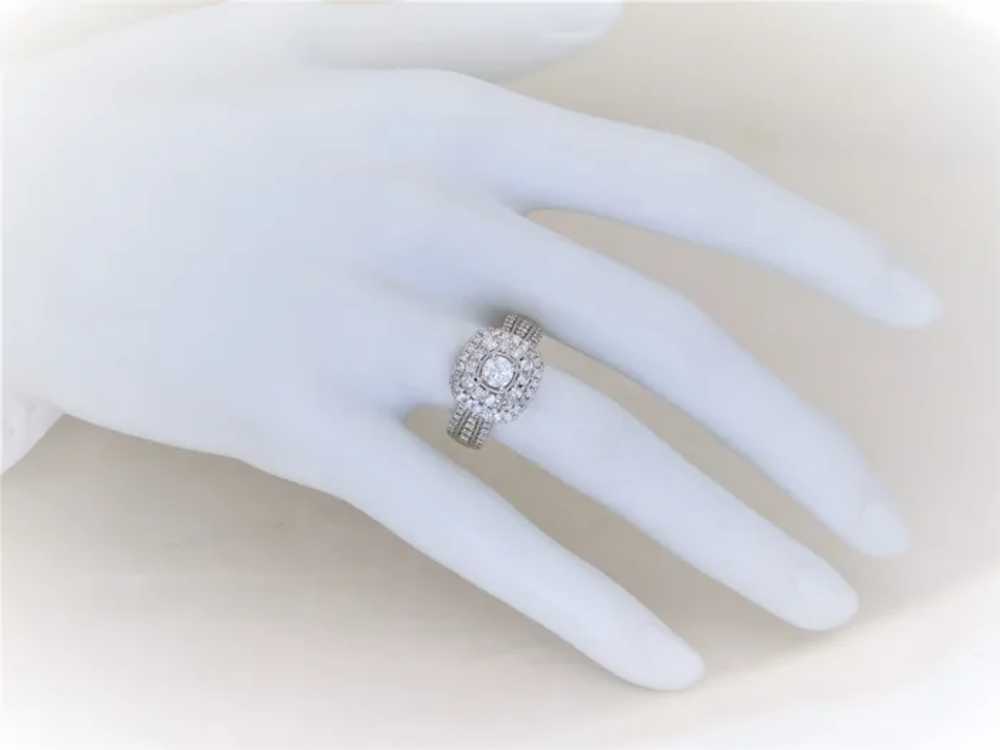 14k White Gold Natural Diamond Double Halo Ring - image 5
