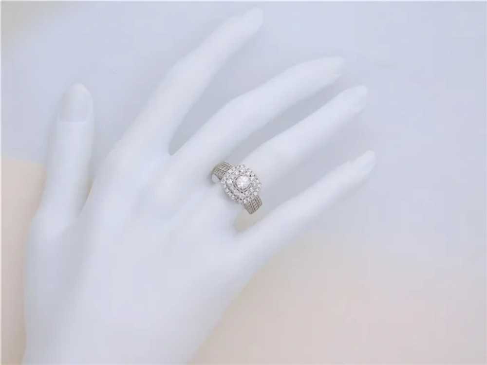 14k White Gold Natural Diamond Double Halo Ring - image 7
