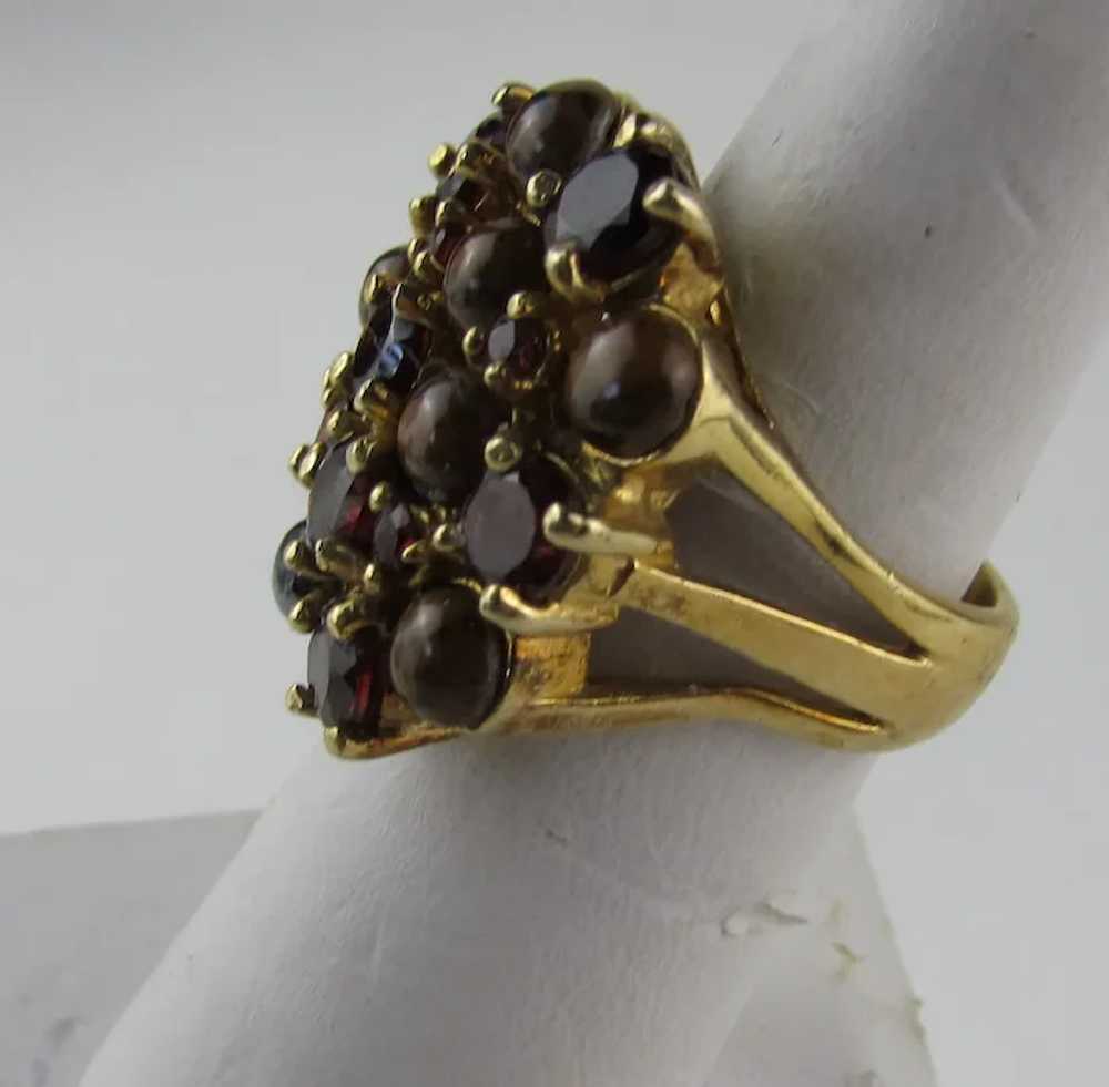 Sterling Silver Garnet and Agate Ring - image 4