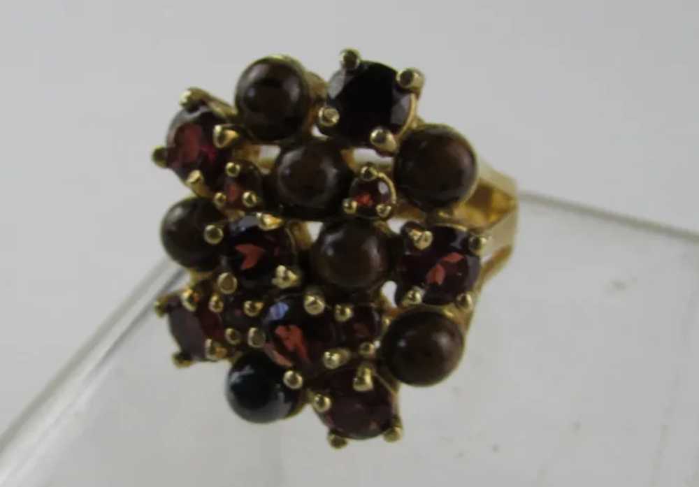 Sterling Silver Garnet and Agate Ring - image 5